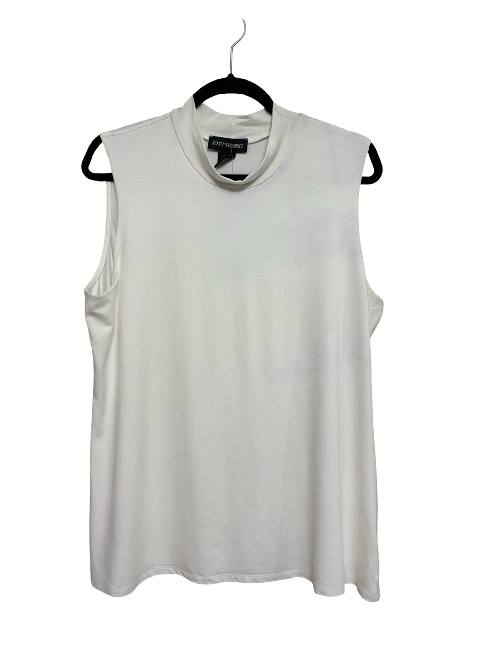 NEW Softworks Sleeveless Basic Layering Mockneck Tank in White - Size 2XL